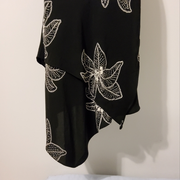 S.L FASHIONS BLACK FLORAL HALTER ASYMMETRICAL MIDI DRESS SIZE 10 - Picture 7 of 9